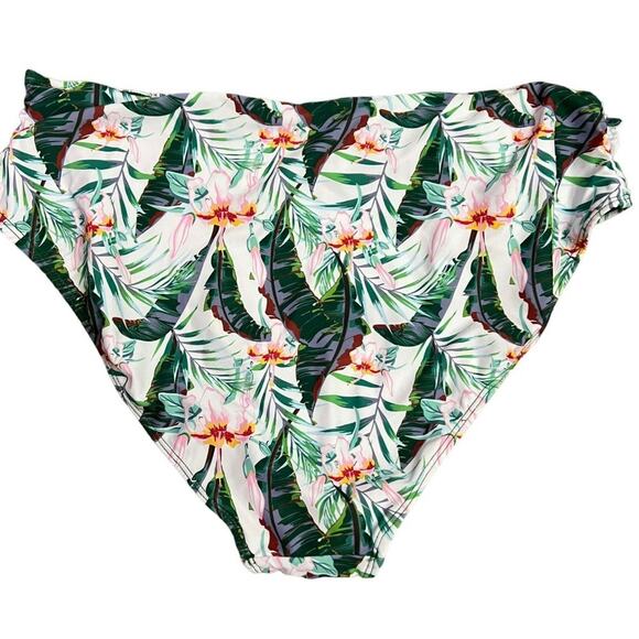 High-Waist Swim Bottoms Colorful Palm and Floral Print Womens 2XL - Picture 4 of 4